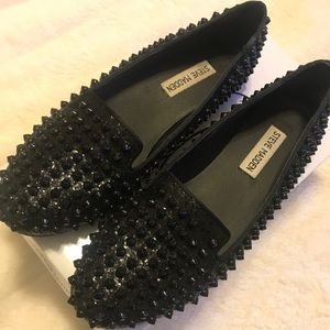Steve Madden Studded Black Smoking Slipper/Flat